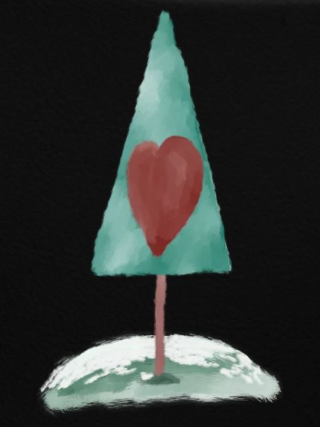 Herzbaum Wasserfarbenillustration