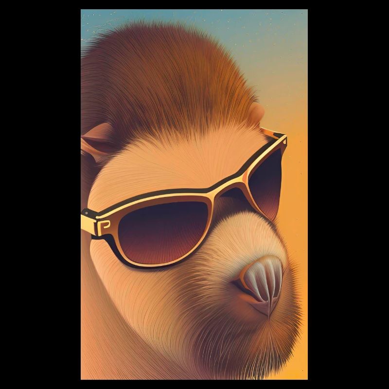 Cool Comic Portrait de Capybara avec des lunettes de soleil