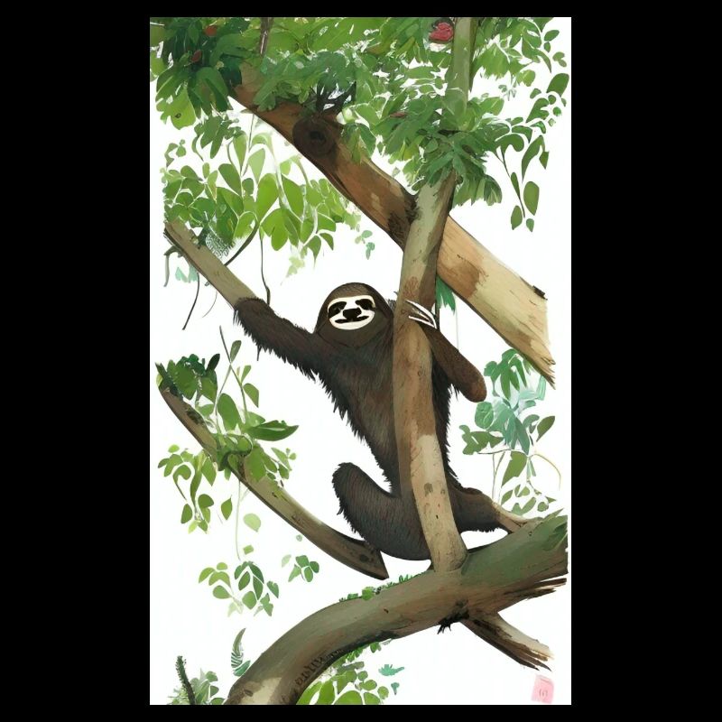 Cool Comic Drawing of a Sloth in the jungle
