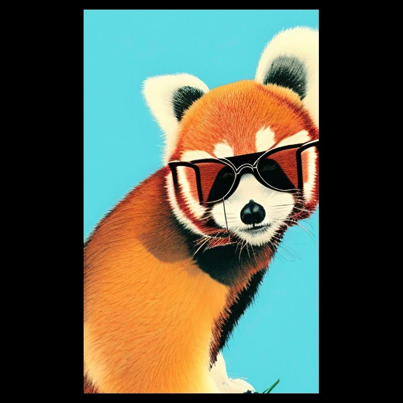 Cool red panda wit sunglasses comic drawing summer