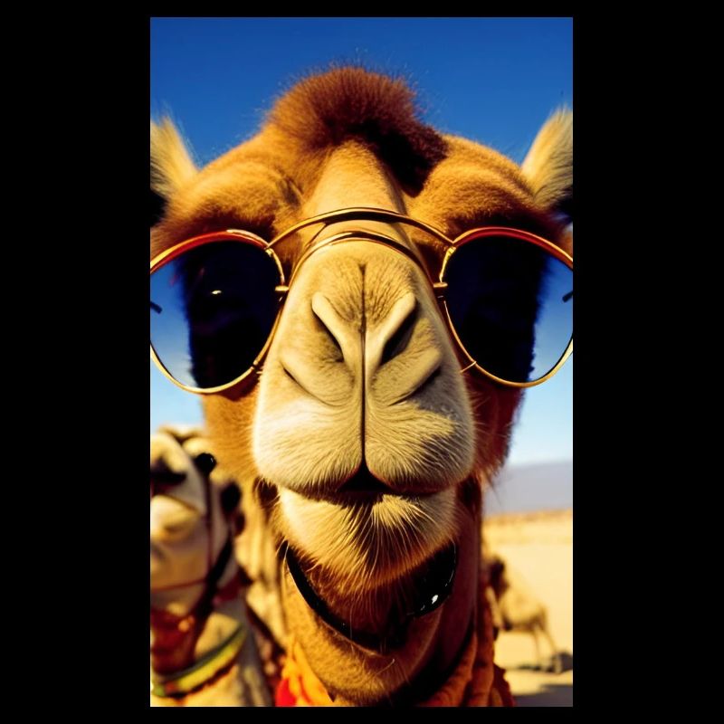Coole Kamelurlaub Selfie Wüste Sonnenbrille Comic