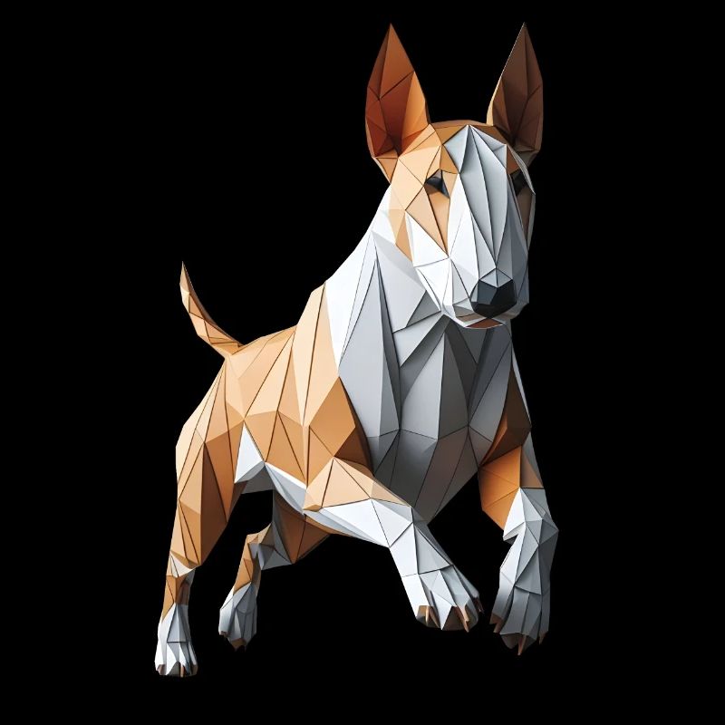 Bull Terrier Running 3D Geometric Origami