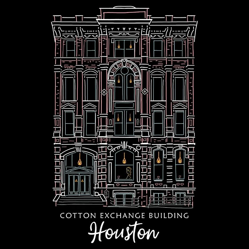 Houston, Old Cotton Exchange, Hand Drawing, USA