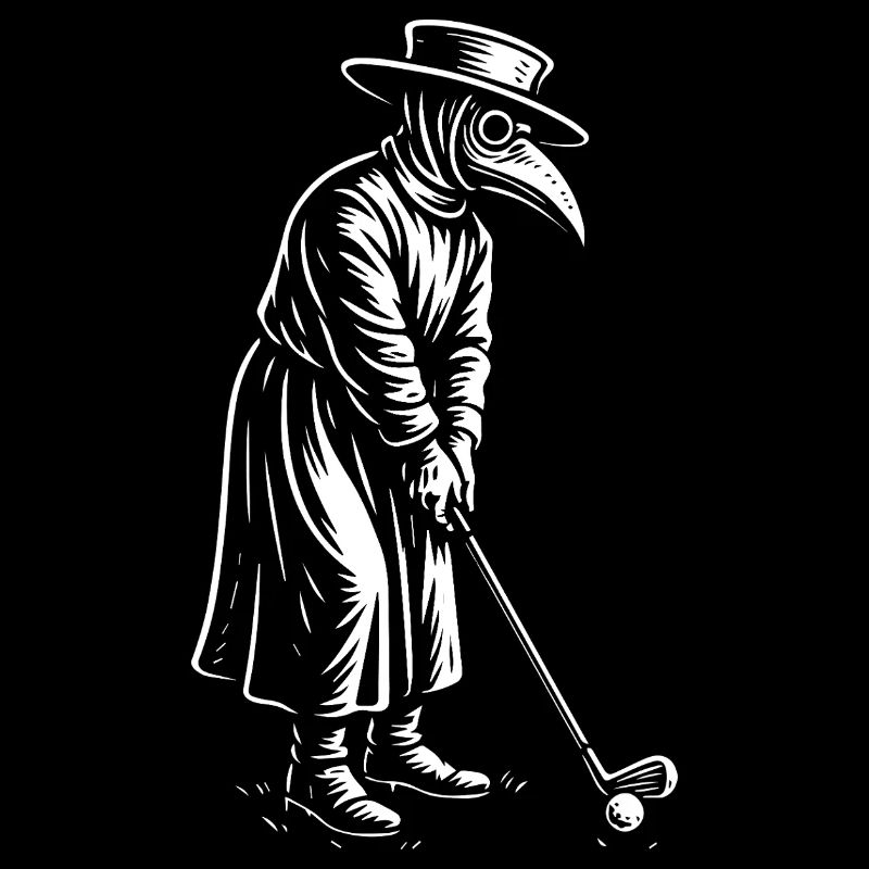 Médecin de la peste jouant au golf