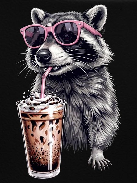 Waschbär Eiskaffee