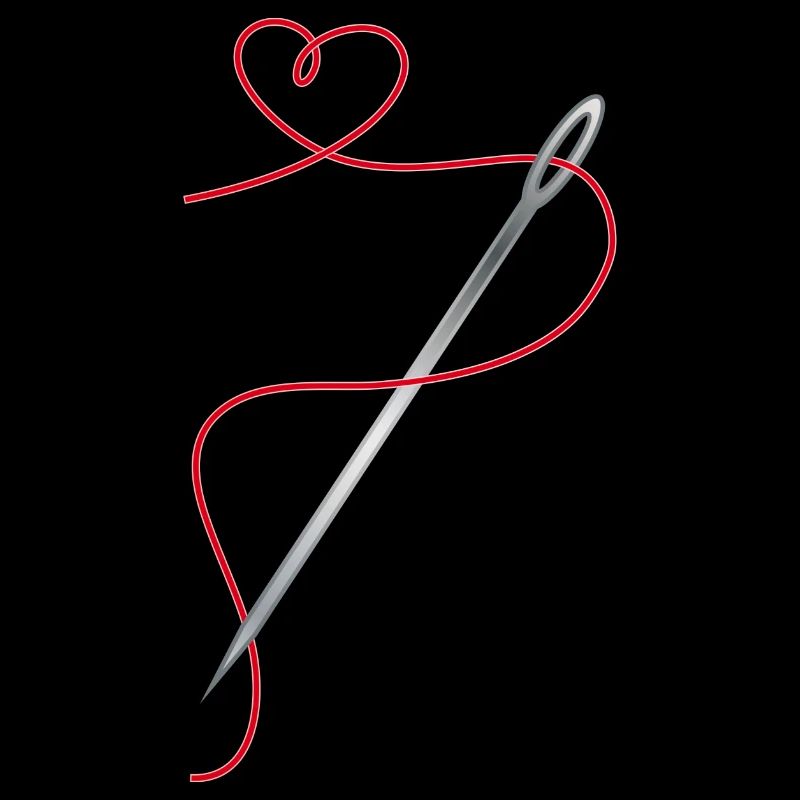 Needle and sewing thread with heart