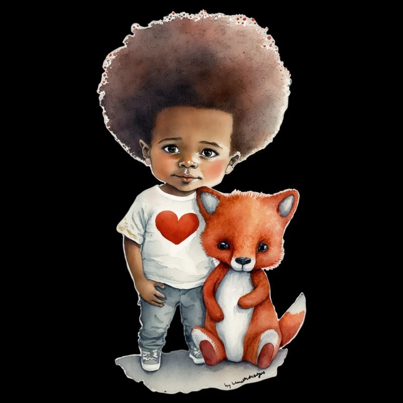 Kinder mit Wolf und Herz Motiv