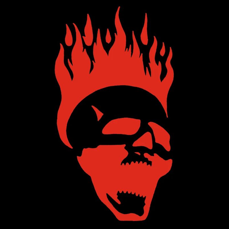 Flammender schreiender Schädel (rot)