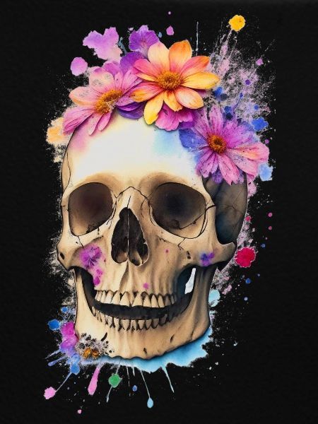 Schädel mit Blumen