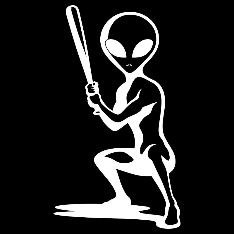 Alien Silhouette Baseball Player UFO Sport