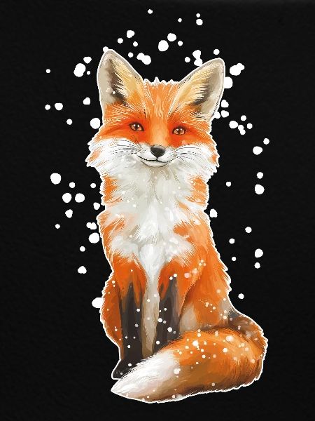 Fuchs mit Schneeflocken