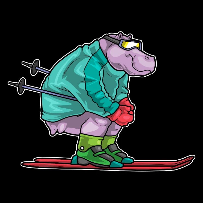 Nilpferd Skifahrer Skibrille Ski