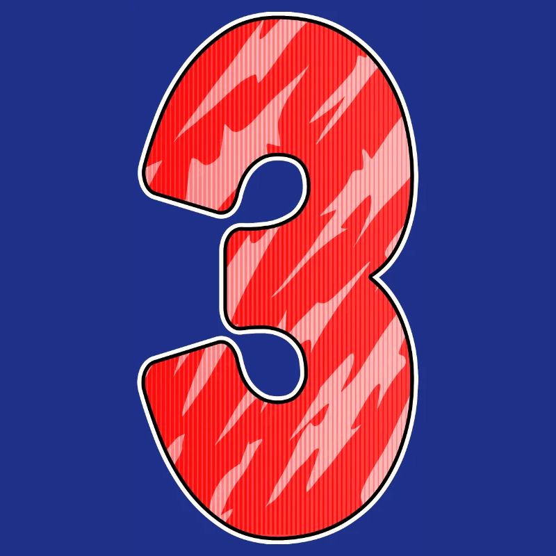 Three - 3 - Number 3 - Number 3 Red Pattern