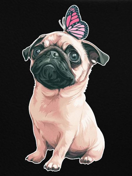 Mops mit Schmetterling