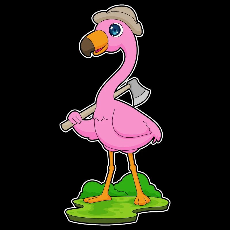 Hache de bûcheron flamant rose