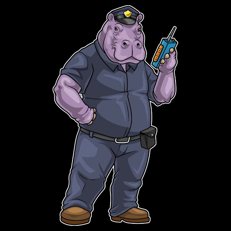 Hippopotamus Policeman Microphone Police
