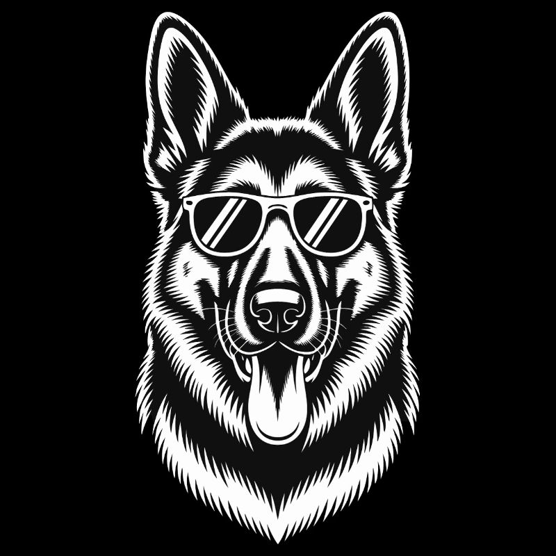 Stylish German Shepherd with Glasses Graphic Art