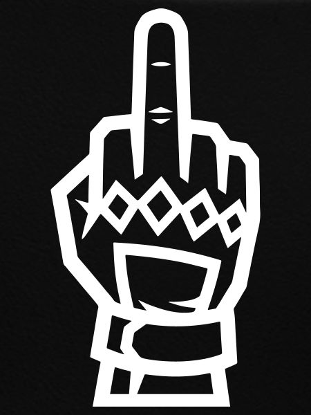 Mittelfinger Handschuh Weiß Kontur Symbol