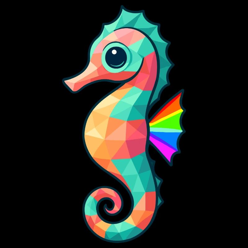 Buntes Seepferd Design mit Regenbogenfarben
