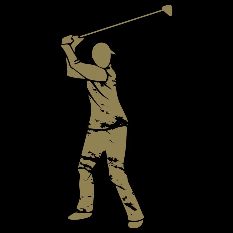 Golf Golfer Silhouette - White Grunge Design