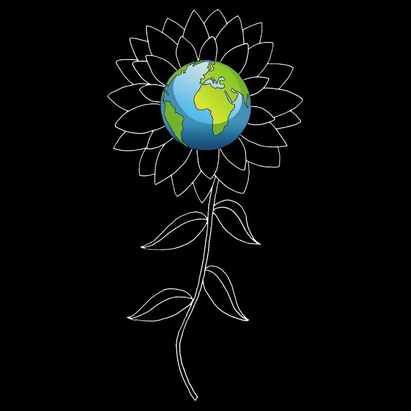 Planet Erde und weiße Sonnenblume