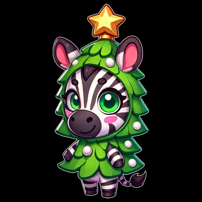 Zebra Christmas Tree Costume Cartoon