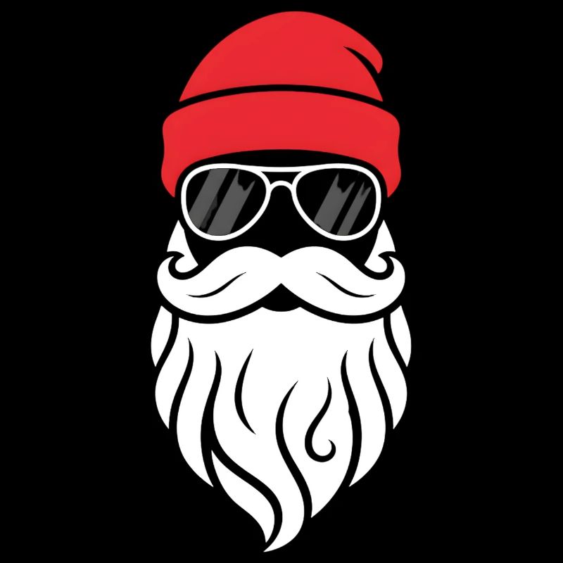 Cool Santa Bart Design Santa Claus Hipster