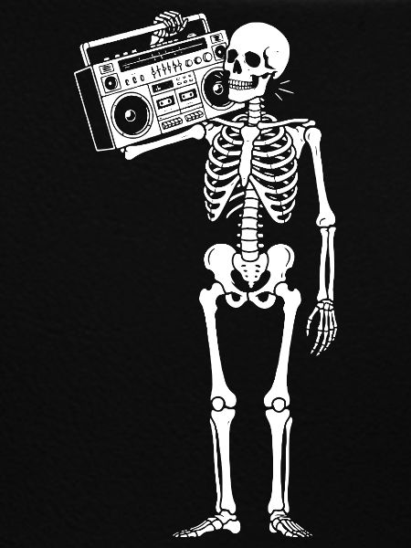 Boombox Skeleton Retro-Vibe
