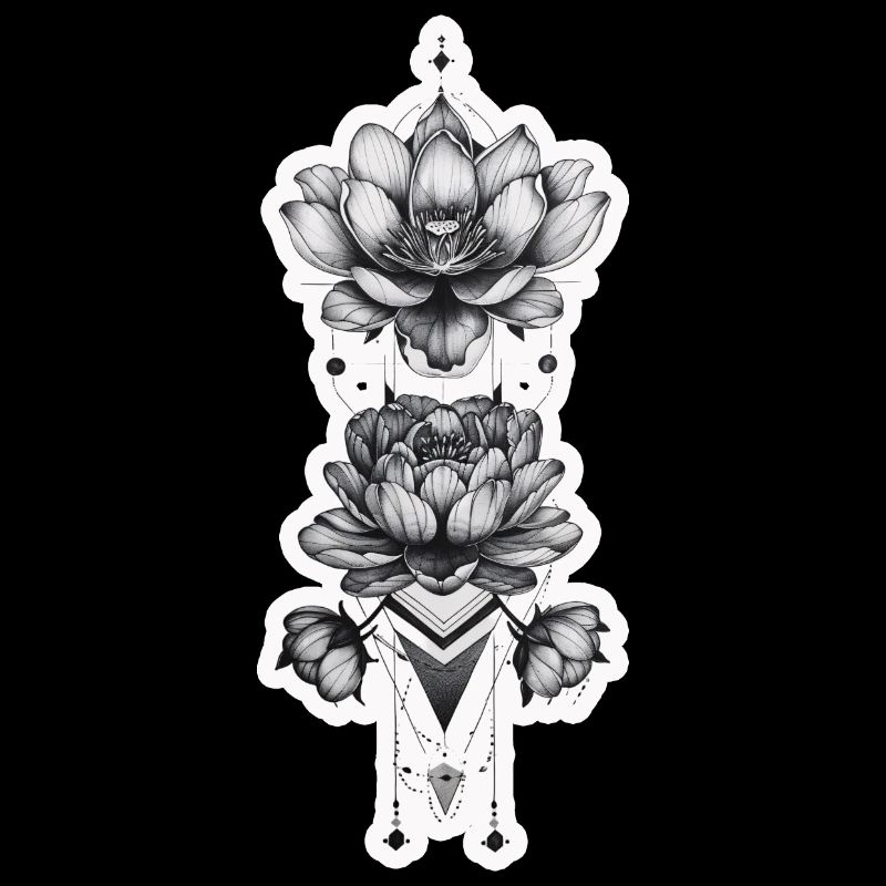 Fleurs de lotus avec des éléments tribaux