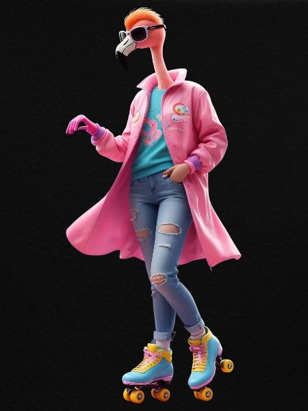 Rollerskating Flamingo