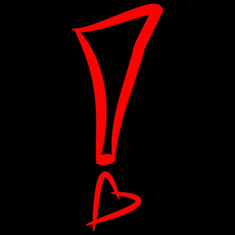 Exclamation mark with heart red