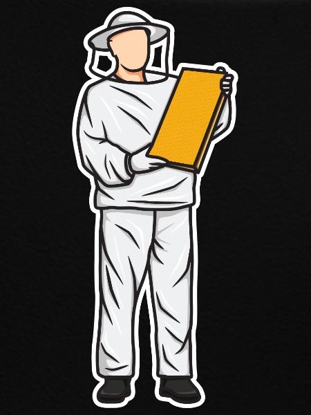 Funny beekeeper kid
