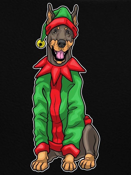 Doberman Christmas Elf