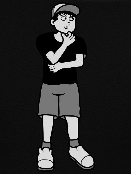 Boy considers pose