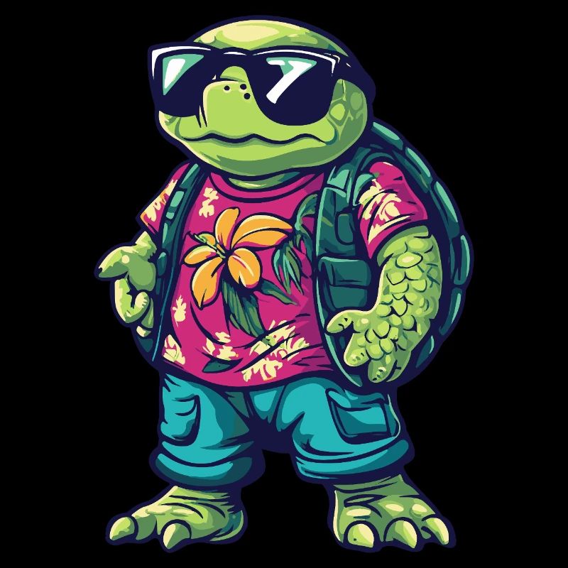 Tortue Bande Dessinée Cool Été