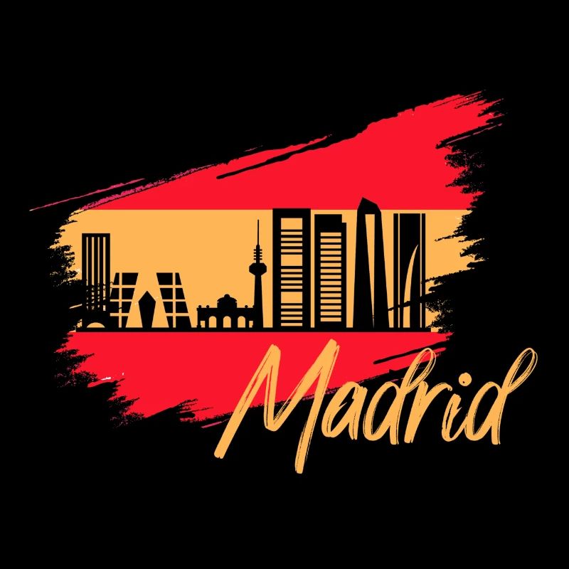 Madrid Spain flag skyline