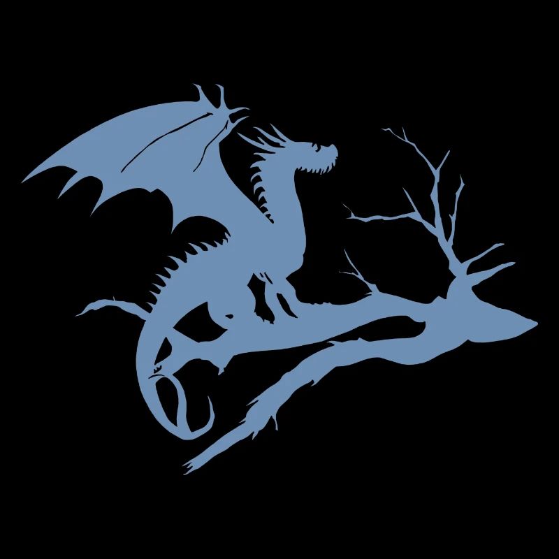 drache design silhouette toter baum