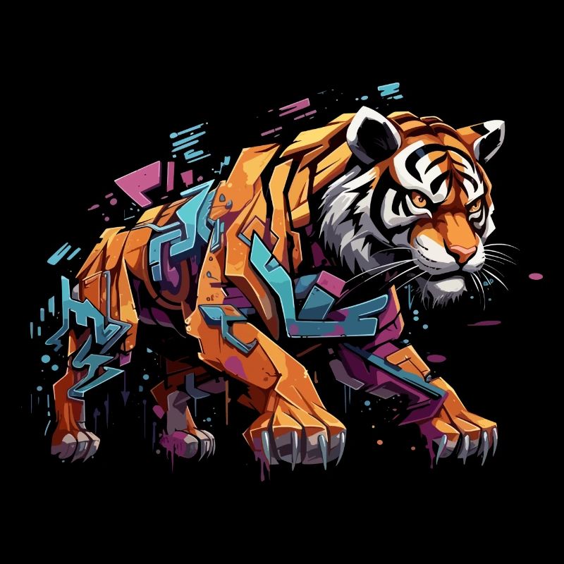 Urban Predator. Tiger in graffiti style.