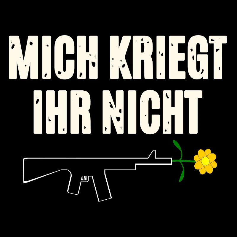 Protestdruck mit Waffe und Blume