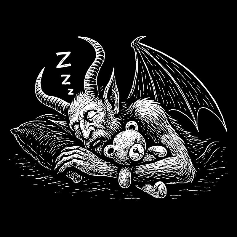 Cuddly demon in moon sleep