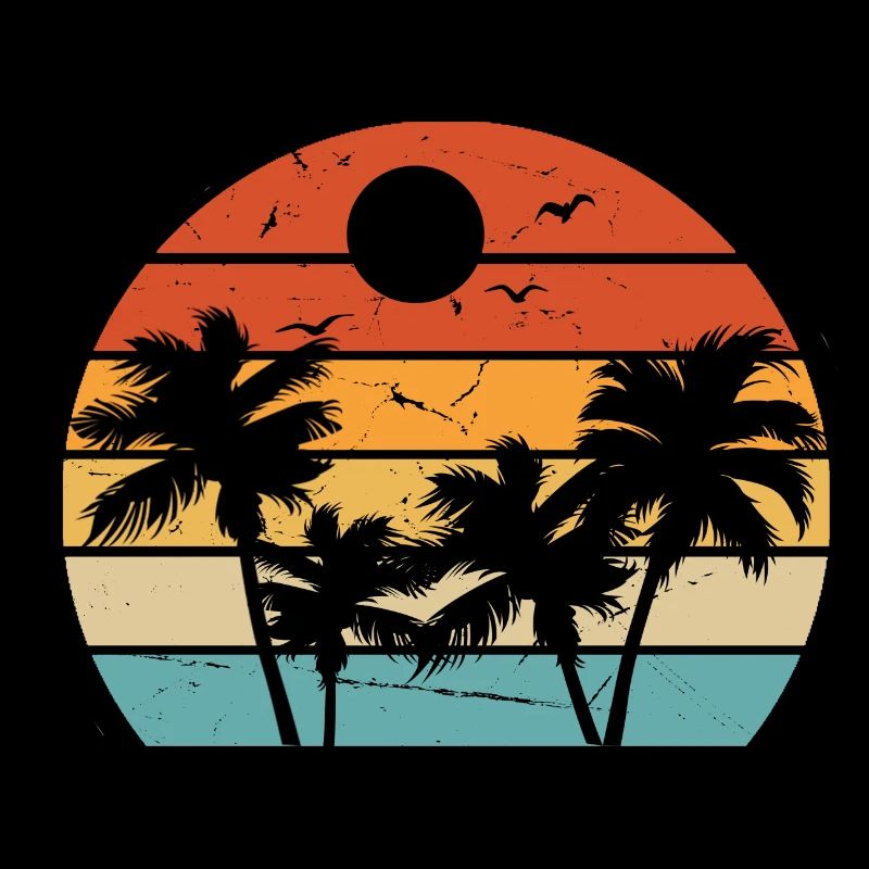 Palm Coconut Trees Beach Beach Retro