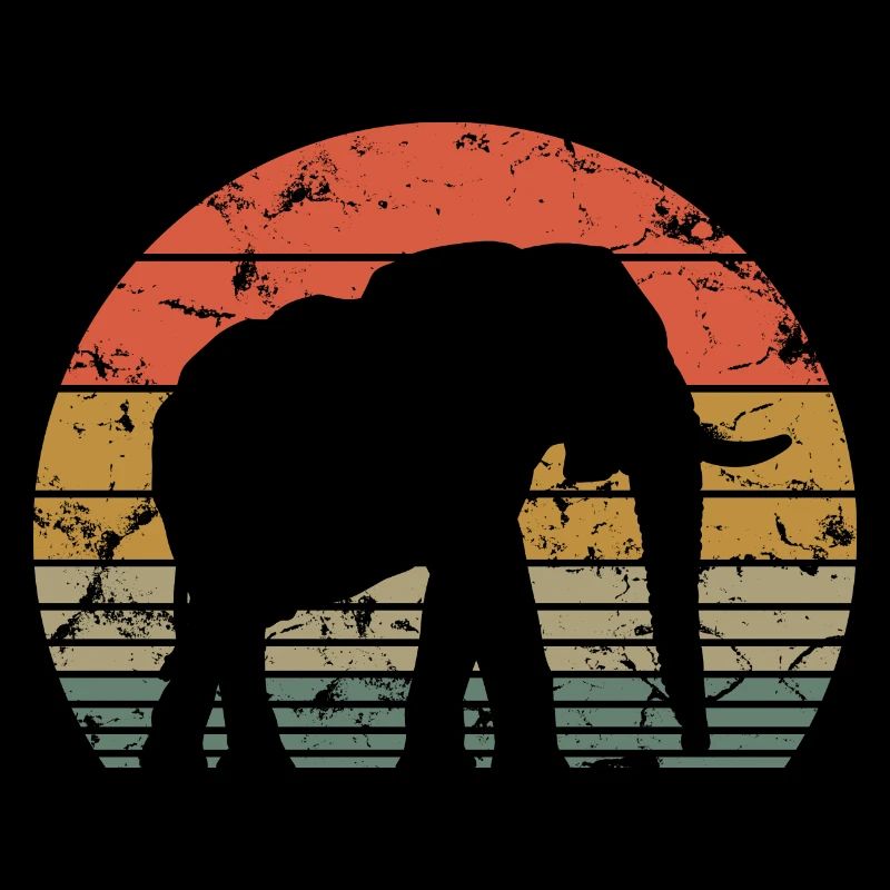Éléphant Rétro Silhouette Faune Amoureux des éléphants