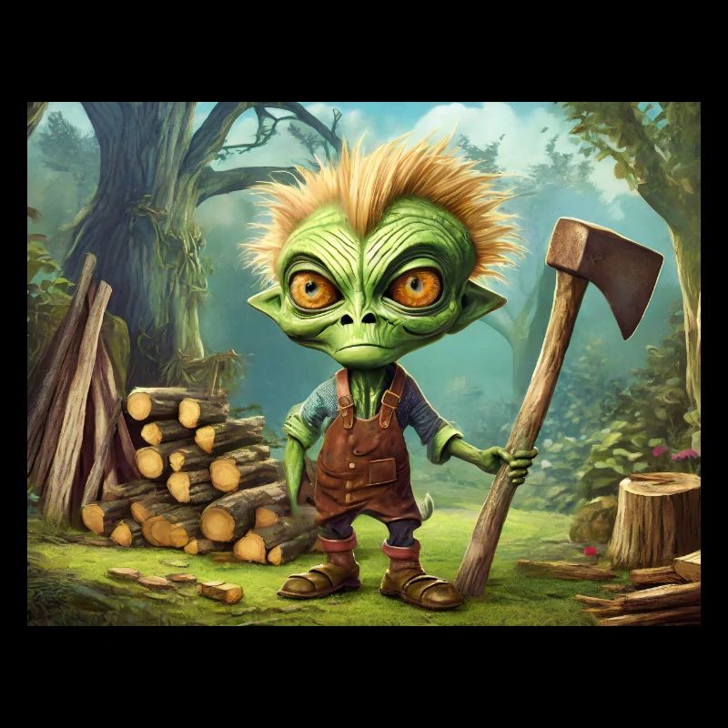 mignon petit extraterrestre rétro vert est la gravure sur bois