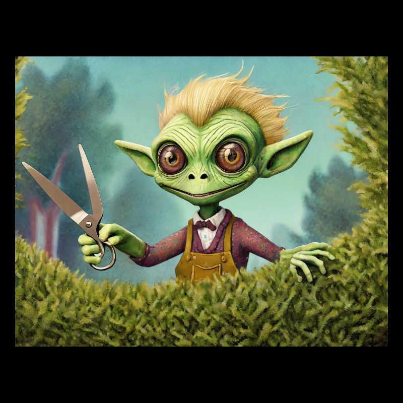 mignon petit détective extraterrestre rétro rétro vert