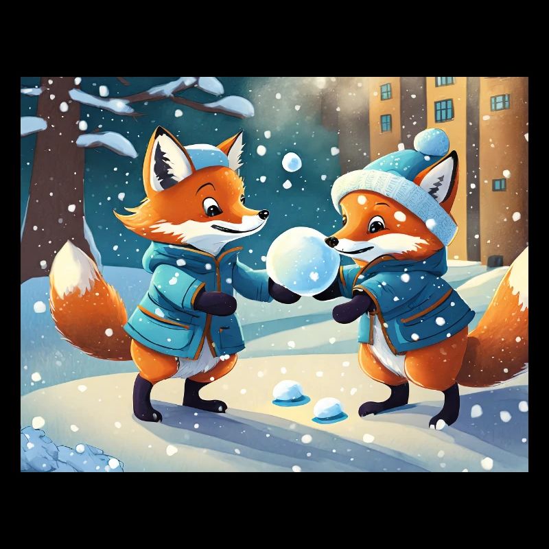 cute little fiend fox everyday life – playing snow