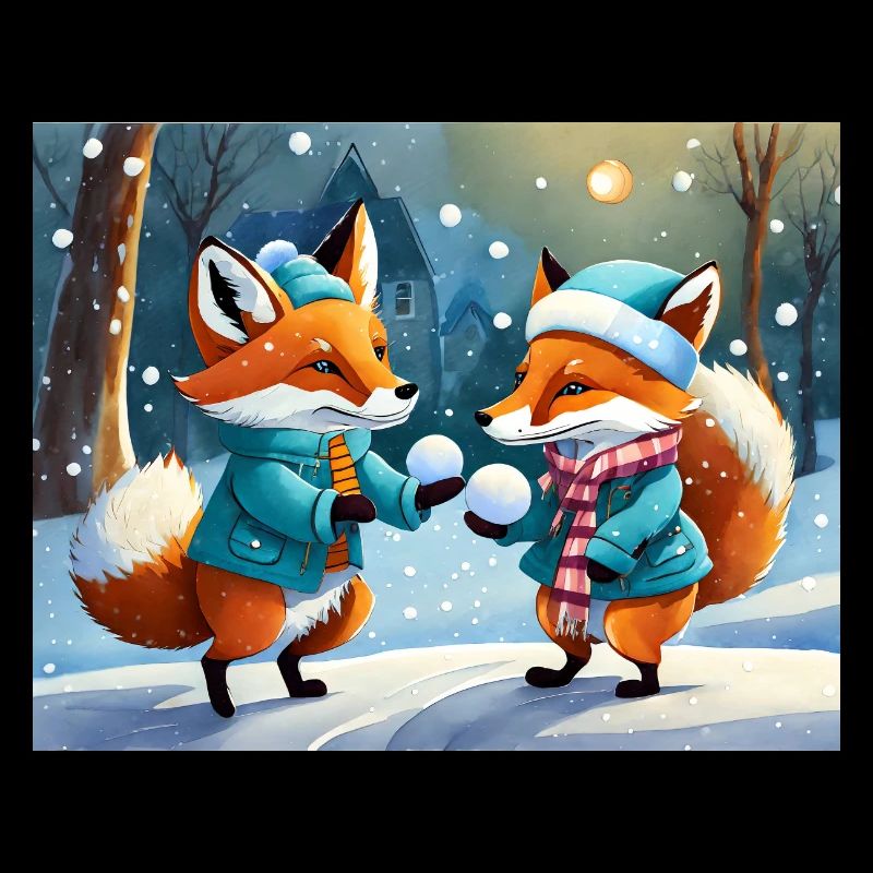 cute little fiend fox everyday life – playing snow