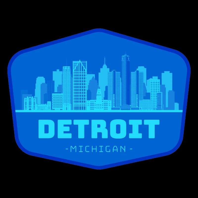 Detroit Skyline Blau Patch