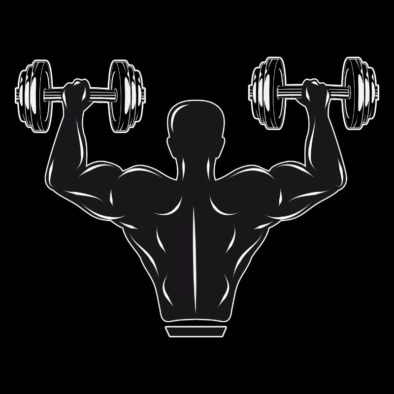 Gym motif black and white - bodybuilder with weights