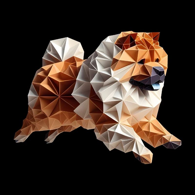 chien chowchow origami géométrique 3d - chow-chow