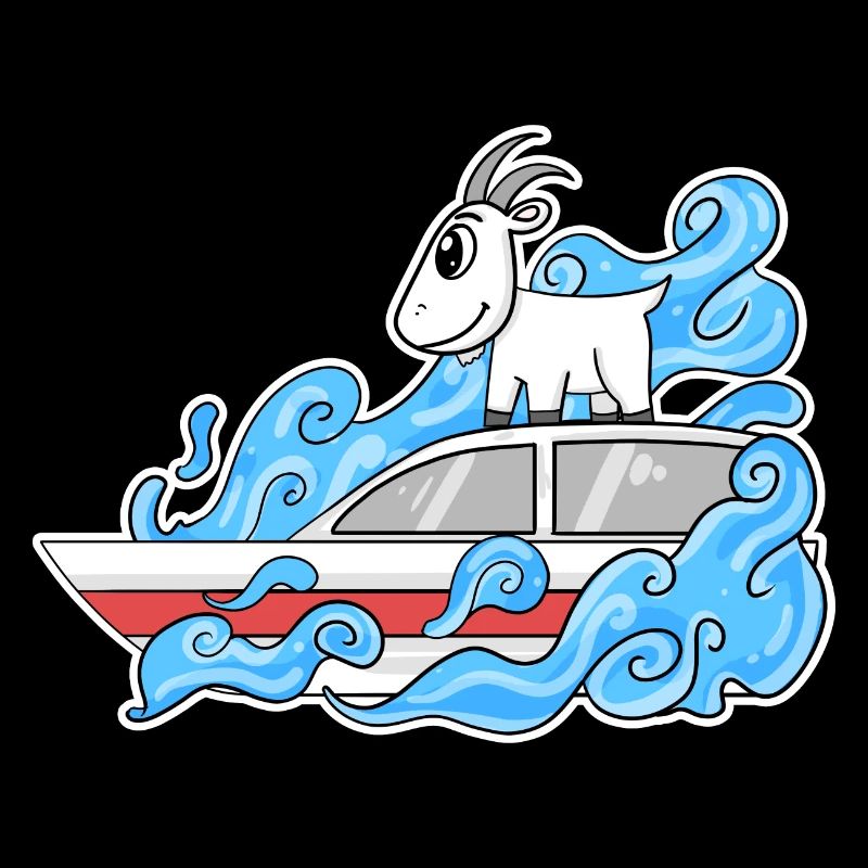 Ziege Boot Lustig Wellen
